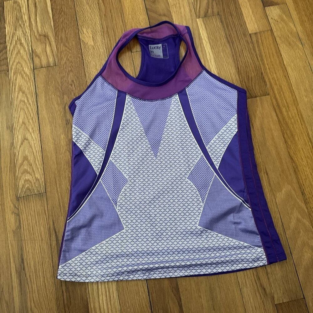 Lucky In Love Women's Purple Multicolor Tank Top Size Medium